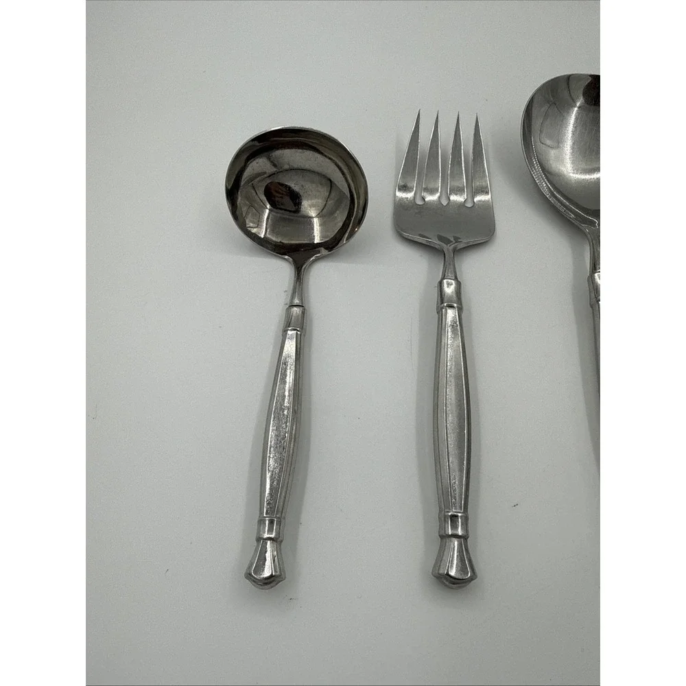 4 Serving Pieces Oneida Act 1 Cube Stainless Flatware Fork Spoons Ladle